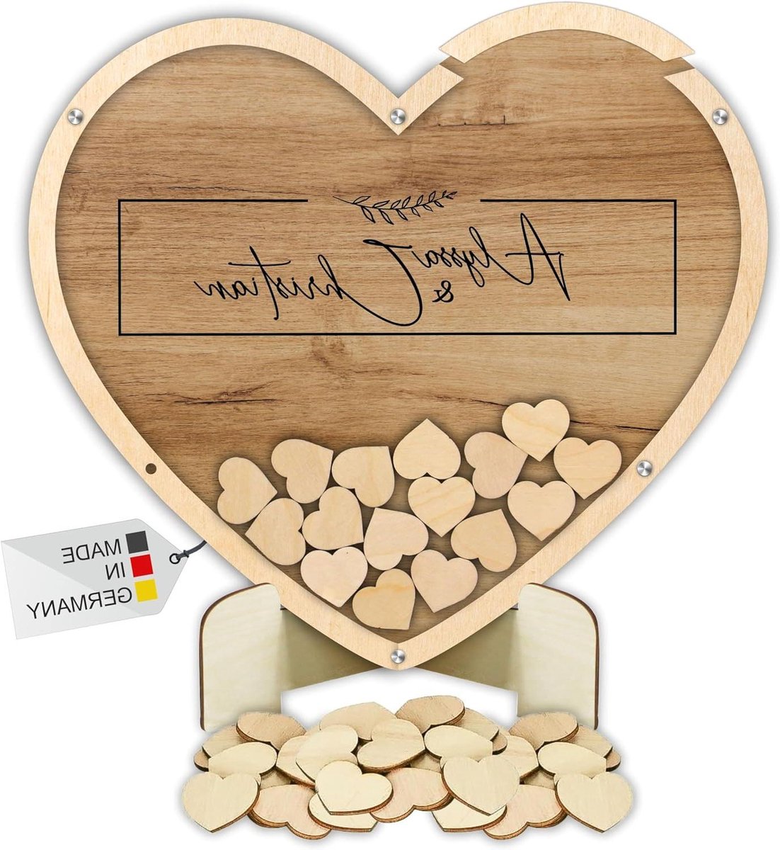 Gastenboek Hart - Houten Acryl - Bruiloft Herinneringen - Gepersonaliseerde Gravure - Verschillende Maten - Natuurlijk Hout