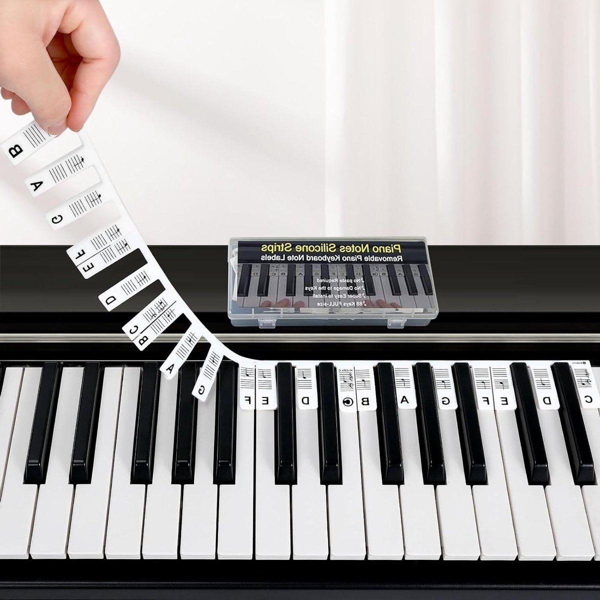 Pianotoetsen Labels - Muziekstickers Noten - Muziek Leren - Afneembaar Ontwerp - 88 Toetsen - Transparant
