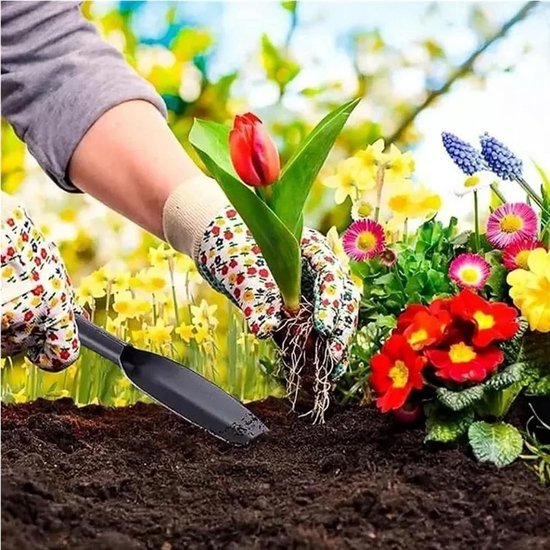 Tuinschep met antislip handgreep van zacht rubber - voor verplanten, hakken, verplaatsen, egaliseren, graven en planten (32 cm x 5 cm) — afbeelding 4