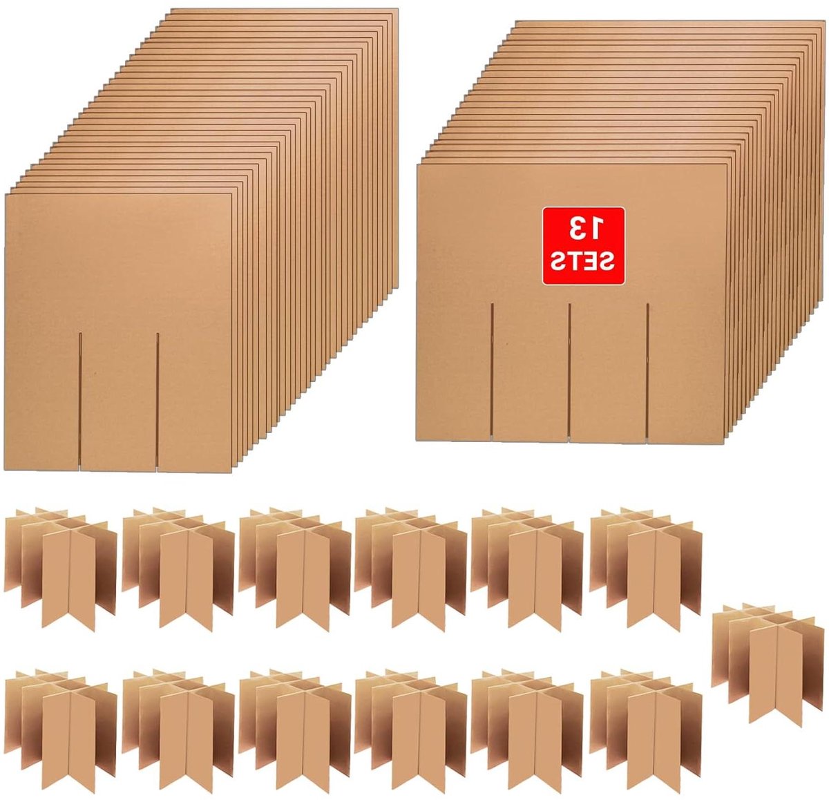 Verhuisdozen Verdelers - Kartonnen Vakken - Breekbaar Transport - 12 Sets Inclusief - Voor 40cm Dozen - Bruin