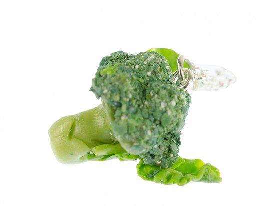 Broccoli ketting halsketting ketting 45cm zilver veggie groente kool groen - handgemaakte modesieraden - schakelketting verzilverd, 22mm, kolen, metaal, Geen edelsteen — afbeelding 4