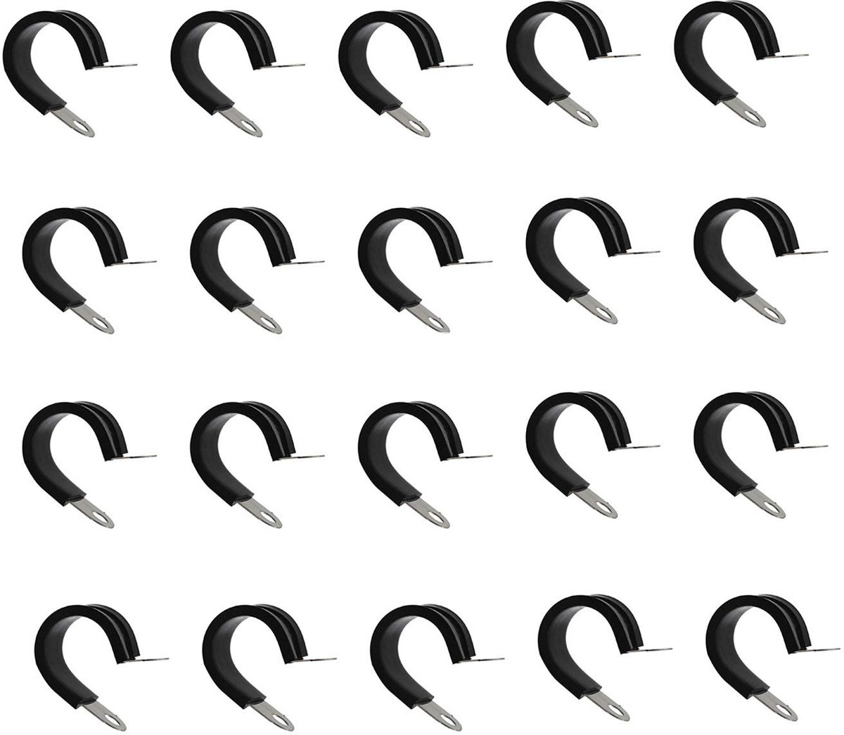 304 Roestvrij staal R-Type Kabelrubber Gevulde Geïsoleerde Klem Slangklem Buisklemmen Draadkabel Lijn Clip Diameter 32mm Pakket van 20