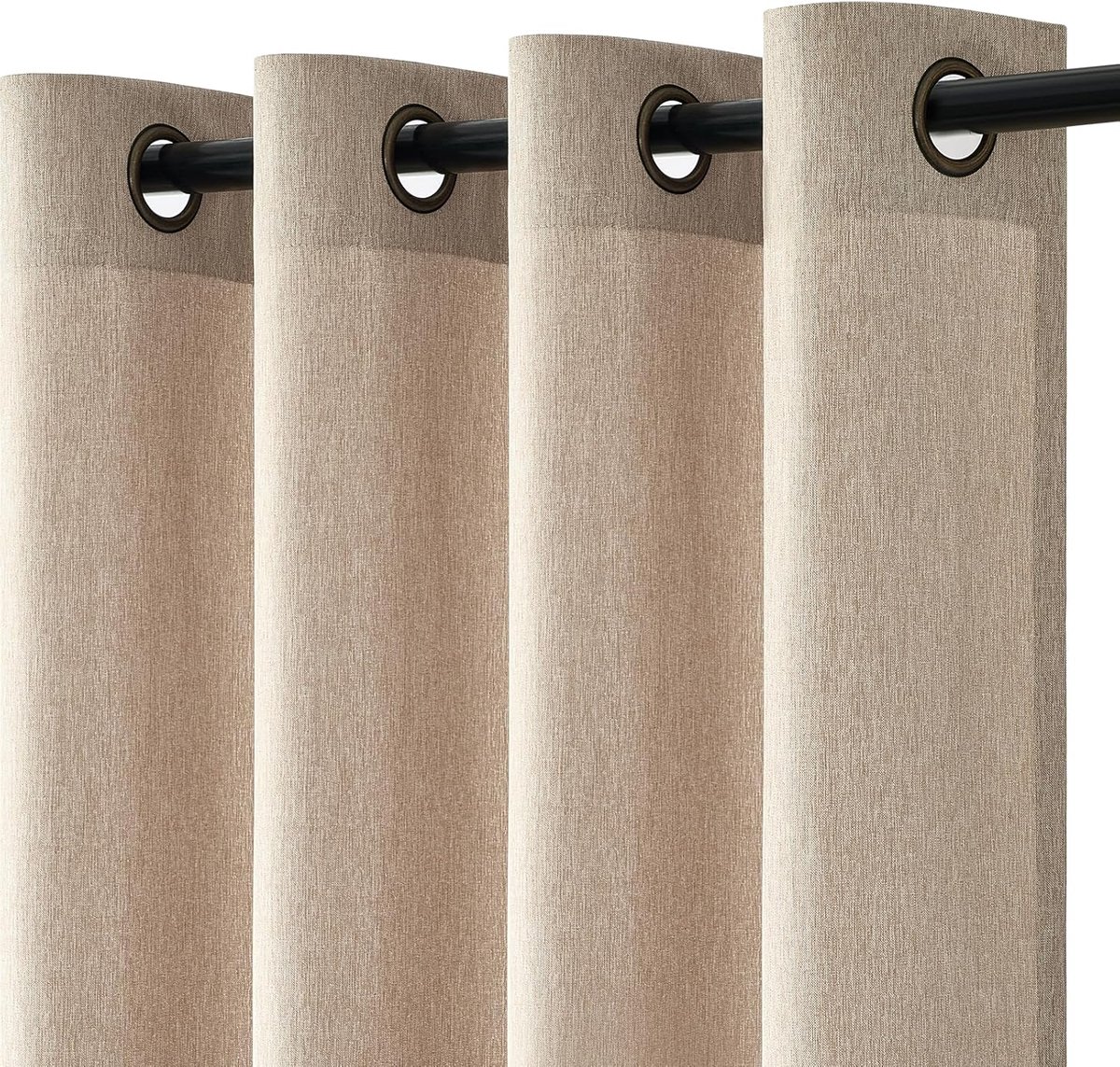 Woonkamergordijnen, linnen, oogjesgordijn, set van 2, H 260 x B 140 cm, landhuisstijl, lichtfilterend, gordijnen met oogjes, half-transparant, gordijn voor kinderkamer, slaapkamer, gordijnen