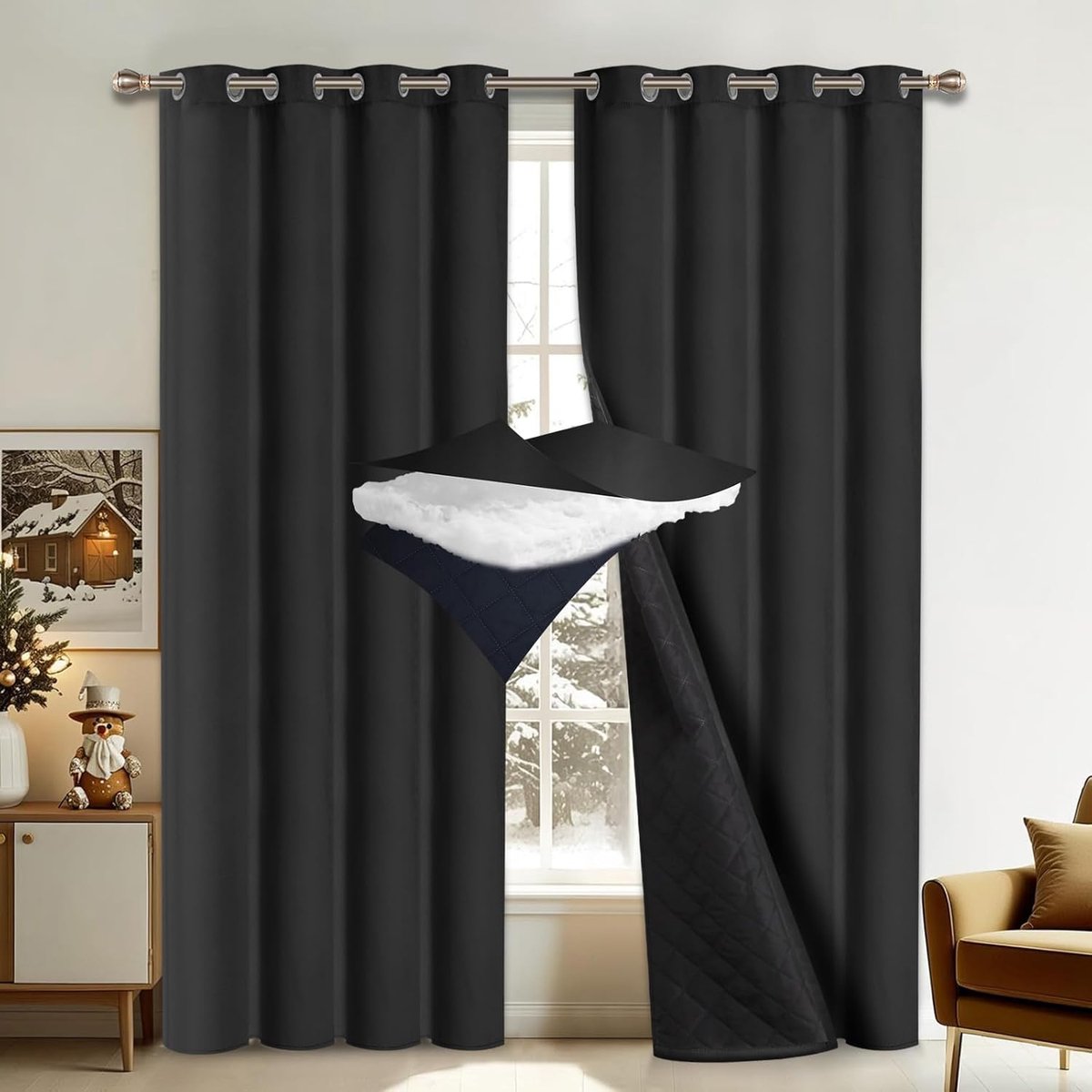 gordijnen velours paneelgordijnen 2-delig, H 213 x B 132 cm, zwart