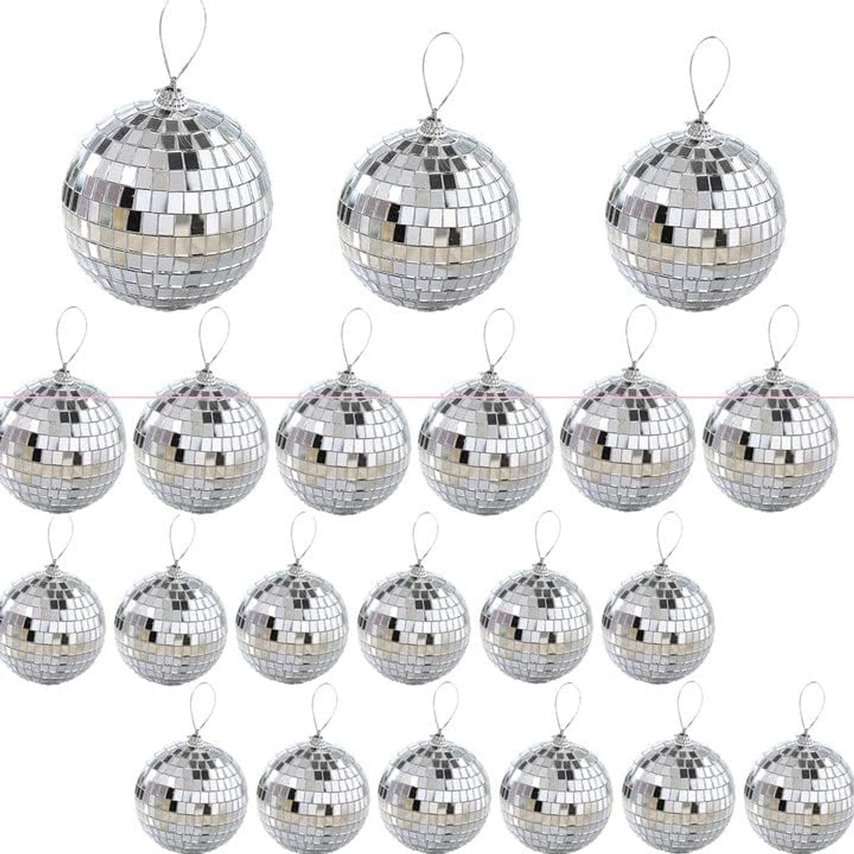 21 discoballen met spiegeleffect, decoratieve discoballen in 4 maten, hangende spiegelballen voor barfeest, podiumaccessoires, kerstboomdecoratie en accessoires