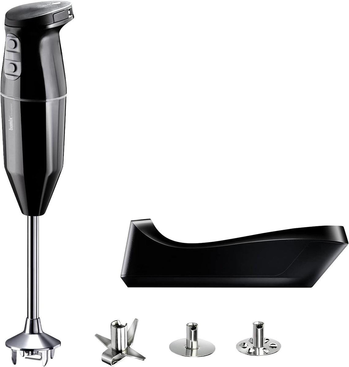 bamix Staafmixer set draadloze Plus draadloze incl. Multi, garde, slagschijf van roestvrij staal, 250 Watt, 3 standen, Made in Switzerland, zwart