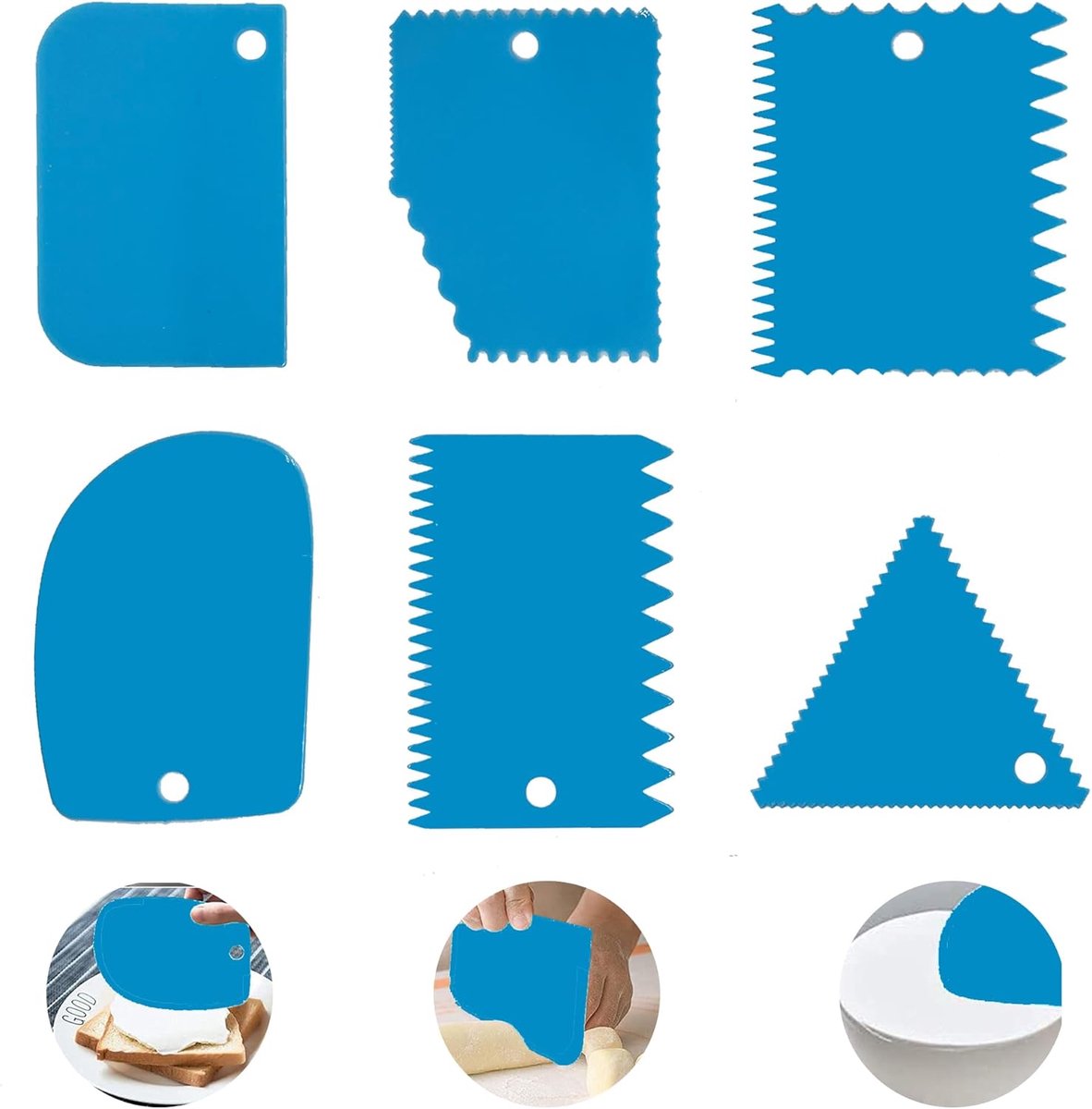 6 stuks deegkaarten, deegschrapers, kunststof silicone, deegsnijder, deegkaartset, spatel met anti-aanbaklaag, voor pizza, gebak, broodbakken, cake, bakaccessoires, schraper