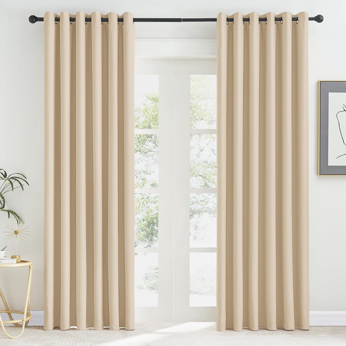 Verduisteringsgordijnen, Isoleren Licht, Geschikt voor Woonkamer Slaapkamer Studeerkamer, Gordijnen Kant en Klaar,200B x 220H cm (2 Panelen),Biscotti Beige