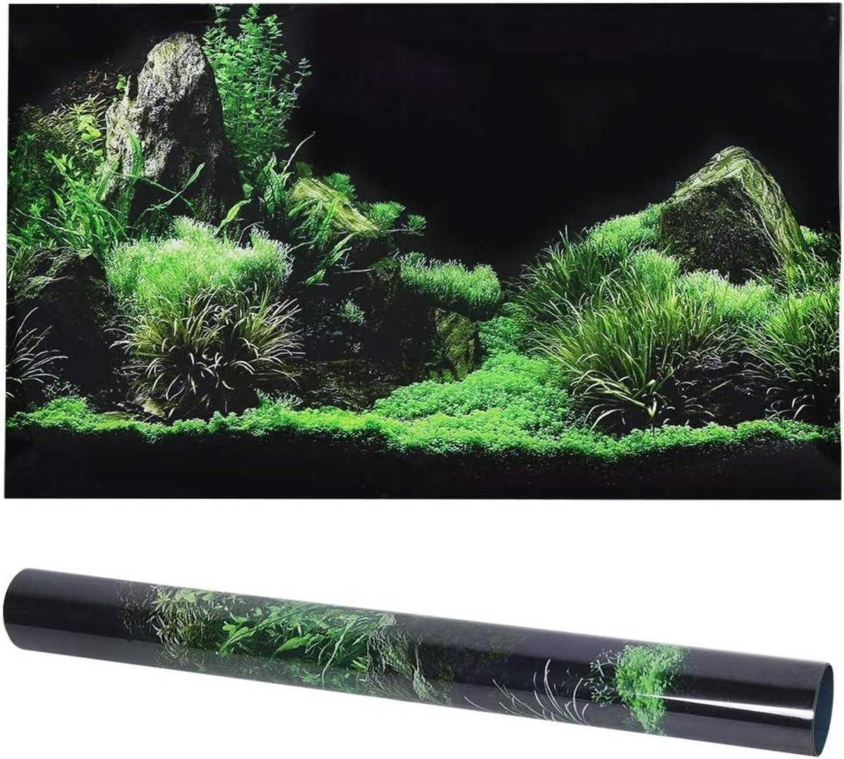 Aquarium Poster - Achterwand Aquarium - Aquarium Decoratie - Zelfklevend PVC - 61 x 30 cm - Zeebodem Gras