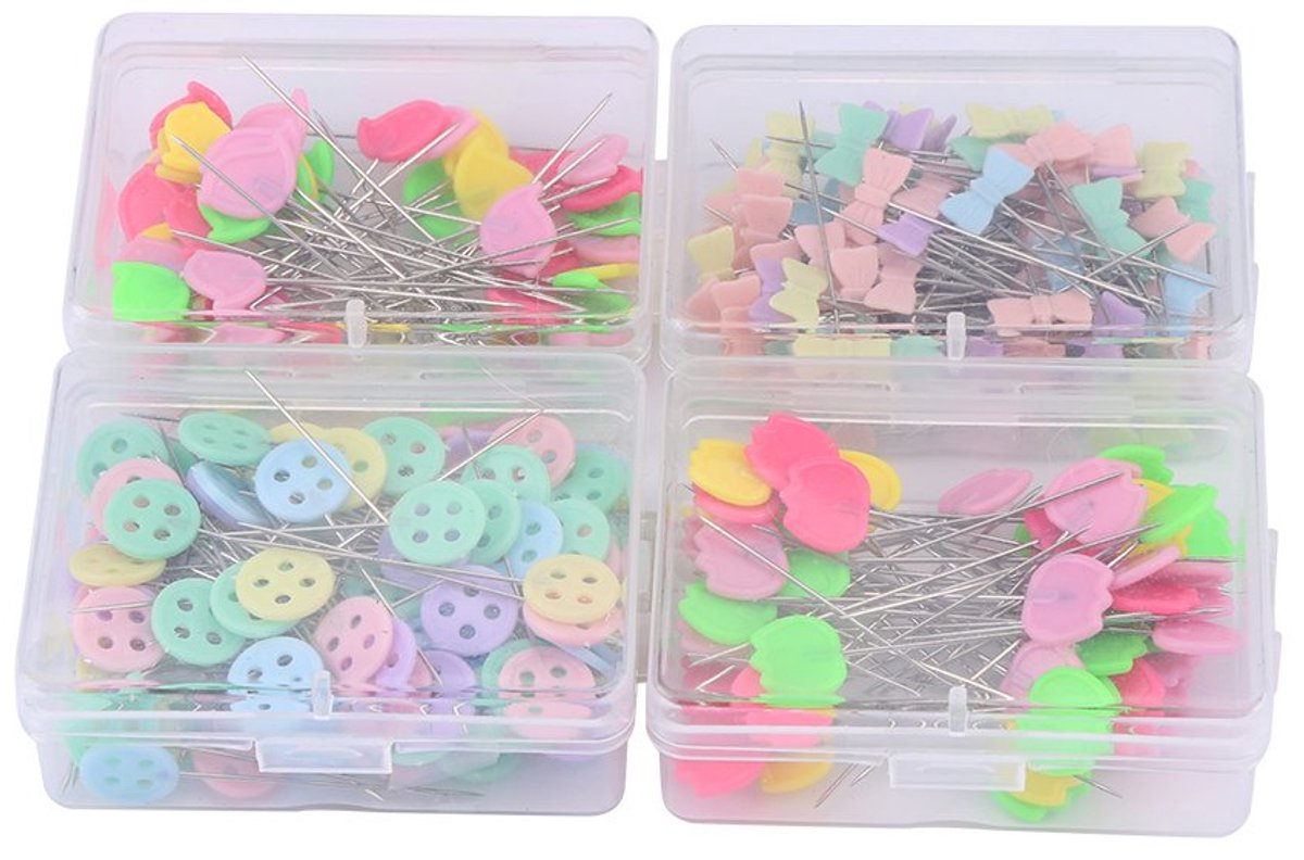 300 Stuks Multicolore Glazen Hoofdnaalden voor Patchwork, Handnaaien en DIY Projecten