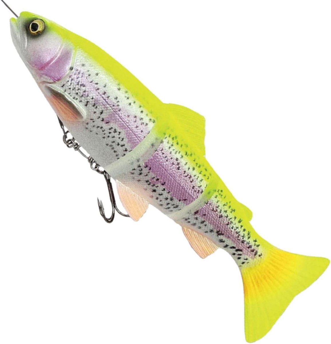 Rubber Forel Kunstaas - Zacht Plasticaas Rubber Vis - Snoek Vissen - Realistische 4D Fotohuid - 25 cm - Citroentrout