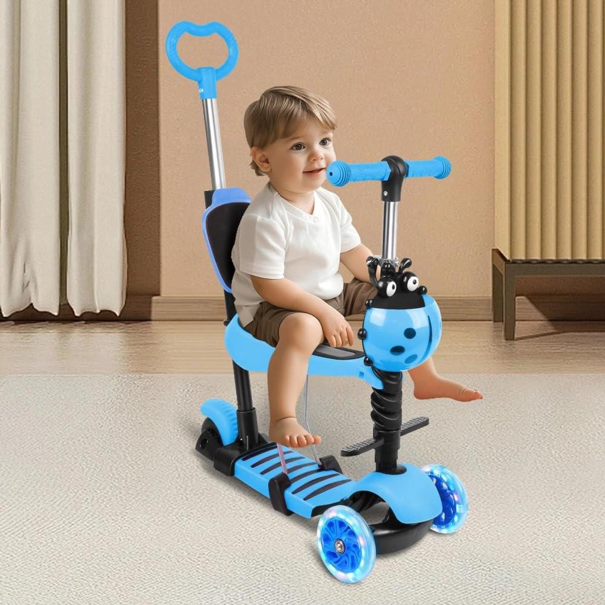 Kinderstep met Zitting - Step met Stoel - Buiten Spelen - Zit- en Sta-modus - 2-8 Jaar - Blauw