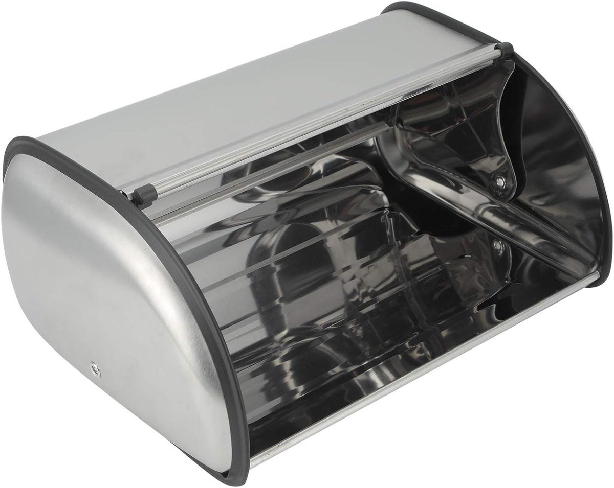 Broodtrommel RVS - Keukenopberger Brooddoos - Brood Vers Houden - Antislip Bodem - 33 x 24 x 15 cm - Zilver