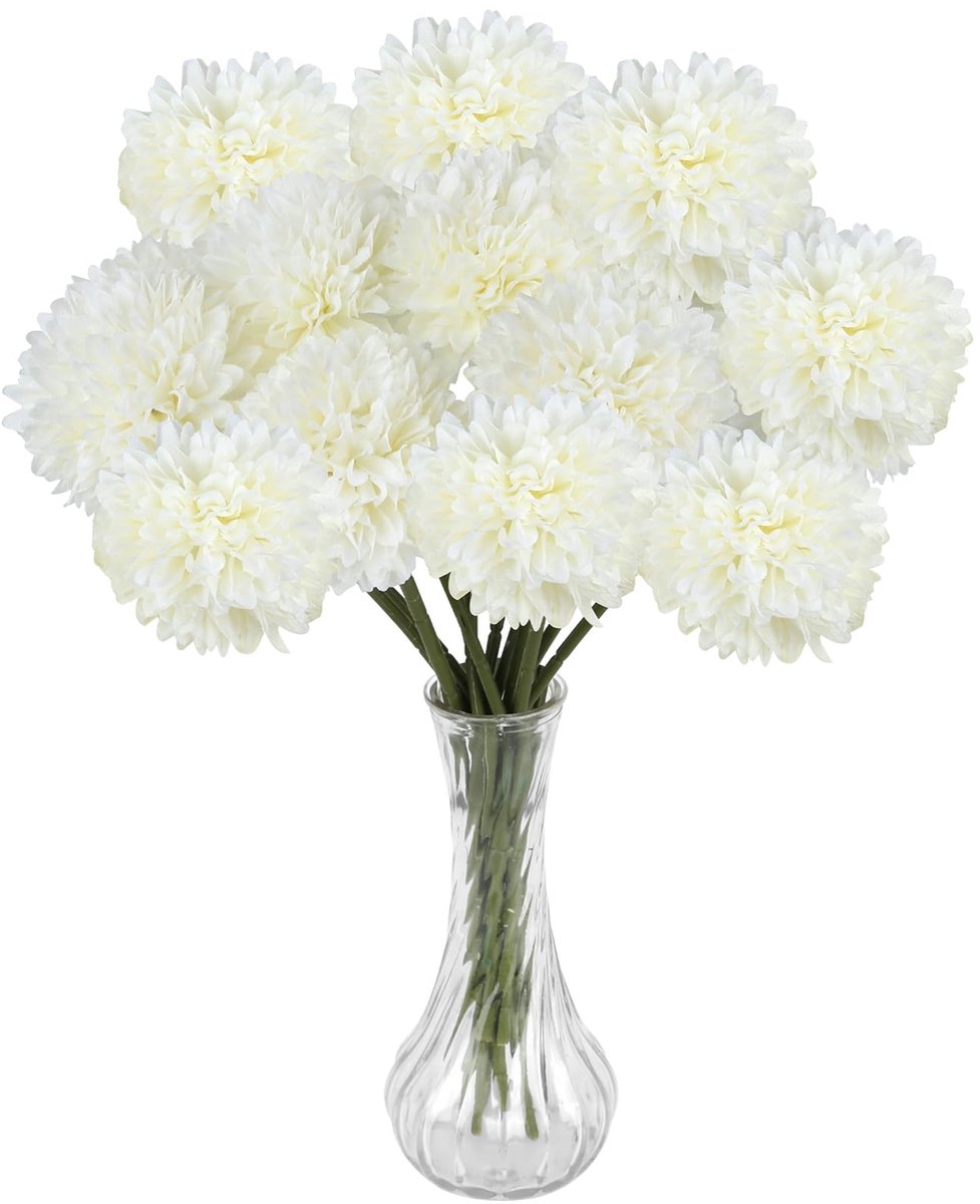 Kunstmatige hortensia, witte hortensia, kunstbloemen, 30 cm lengte, kunstbloemen als echt, voor bloemstukken, bruiloften, woondecoraties