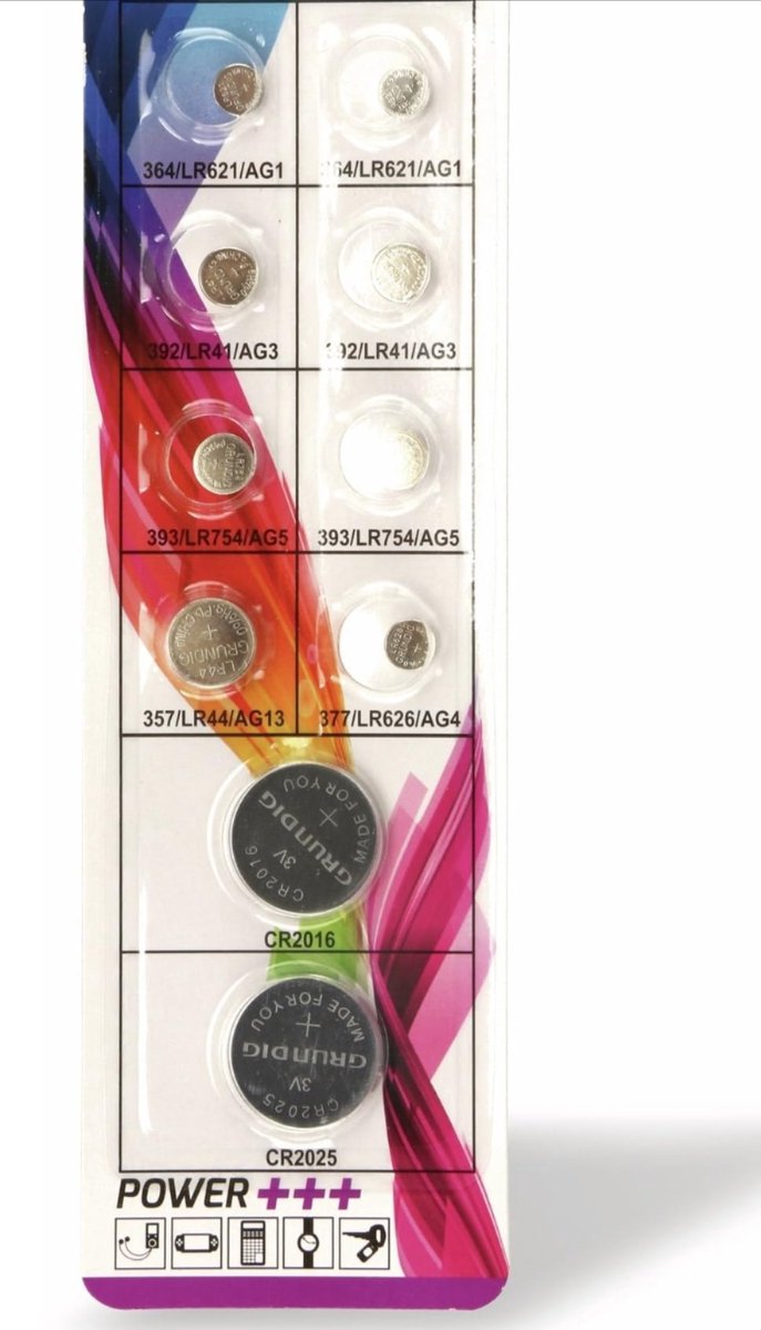 10x Knoopcelbatterijen - Knoopcellen - Knoopcel batterijen - Button cell batteries - Alkaline - Lithium - LR621 - LR41 - LR754 - LR44 - LR626 - CR2016 - CR2025 - Jonyx