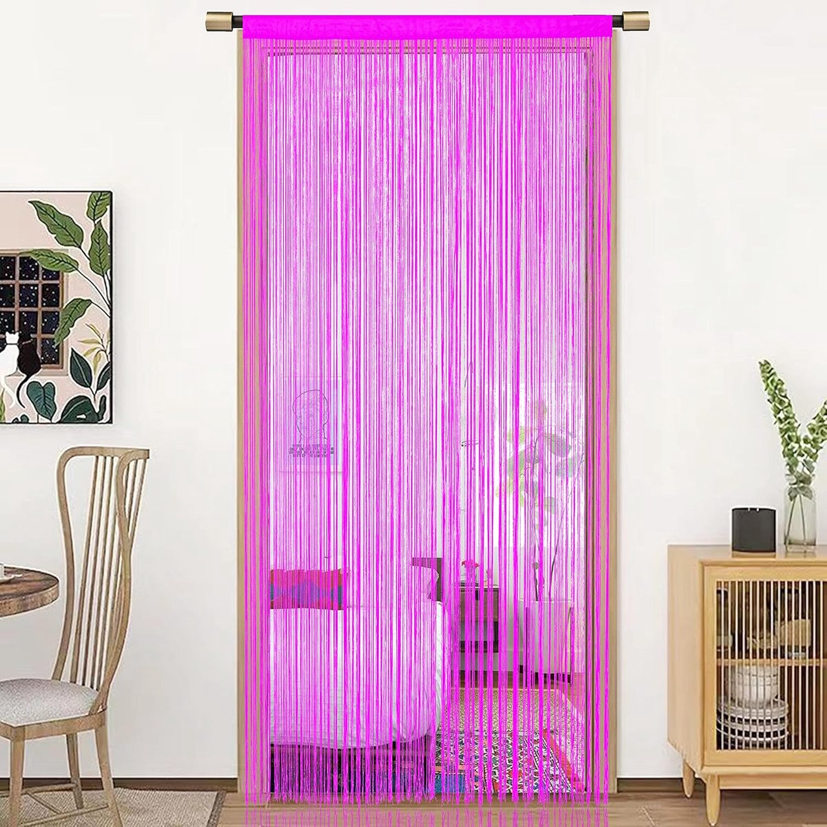 String Deurgordijn Venster Decoratie Kamer Verdeler Decoratie Enkel Gordijn voor Vensters,90x200cm,Roos