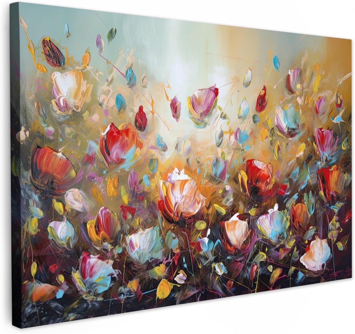 Canvas Schilderij 120x80 cm Kamer Decoratie Woonkamer Schilderijen Slaapkamer Room Decor Wanddecoratie Wall Art Painting Bloemen - Kunst - Natuur - Olieverf