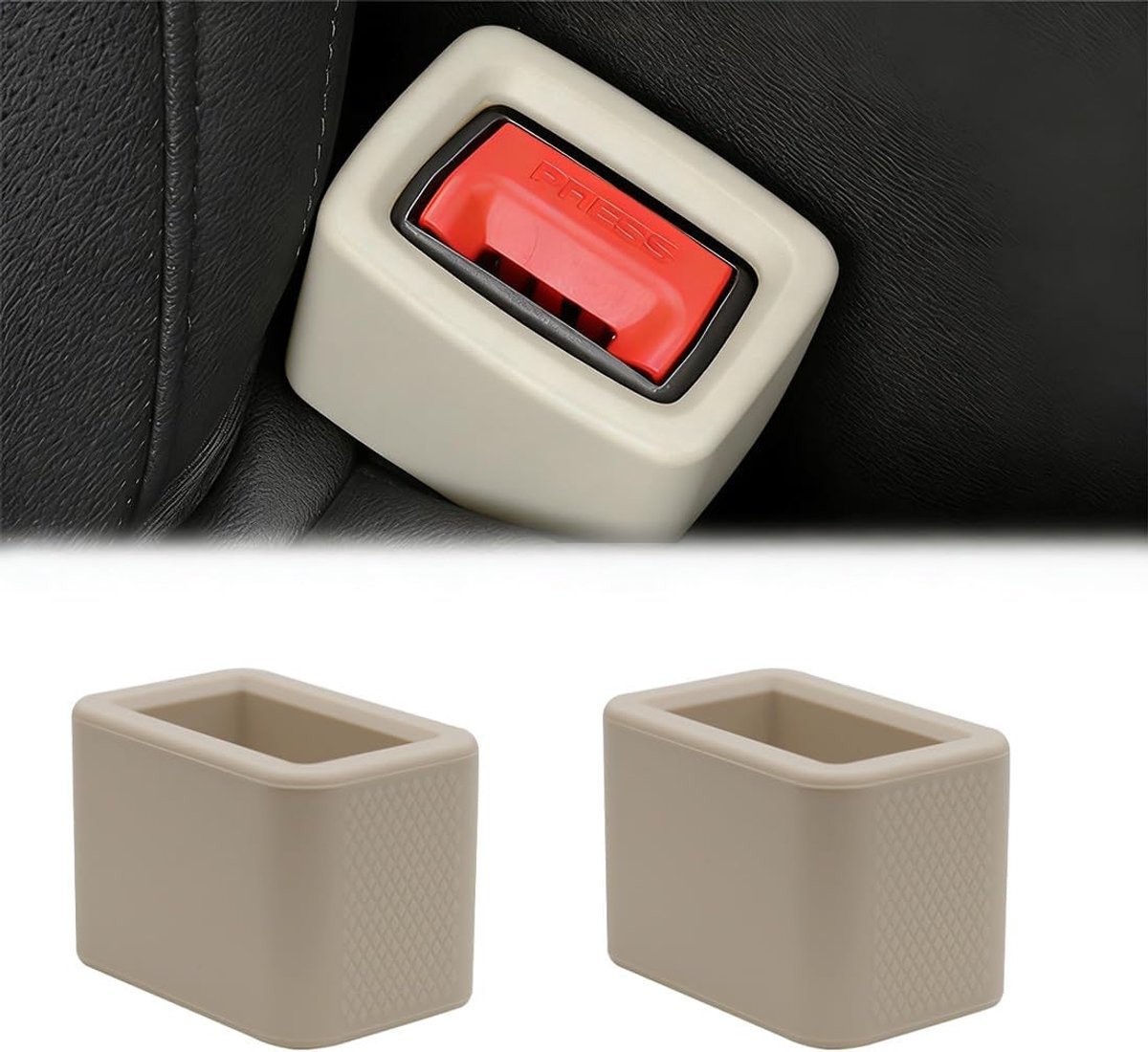 2 stuks autogesphouder veiligheidsgordel van siliconen auto houder gesp veiligheidsgordel van siliconen slijtvast auto versteller veiligheidsgordel (beige)