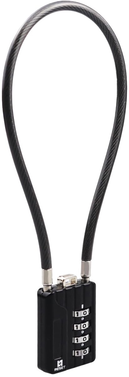 Cijferslot met Kabel - 4-Cijferig - Zwart - 30 cm Kabel - 5 mm Dikte - 1 Stuk
