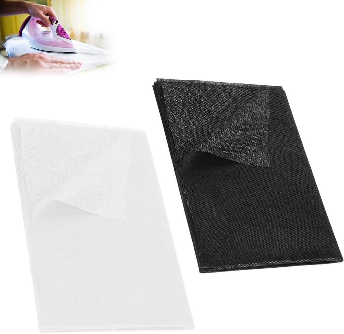 Strijkbare Vlieseline - Naaifabric Versteviging - Kleding Verstevigen - Dubbelzijdig Kleurontwerp - 100 x 200 cm - Wit en Zwart