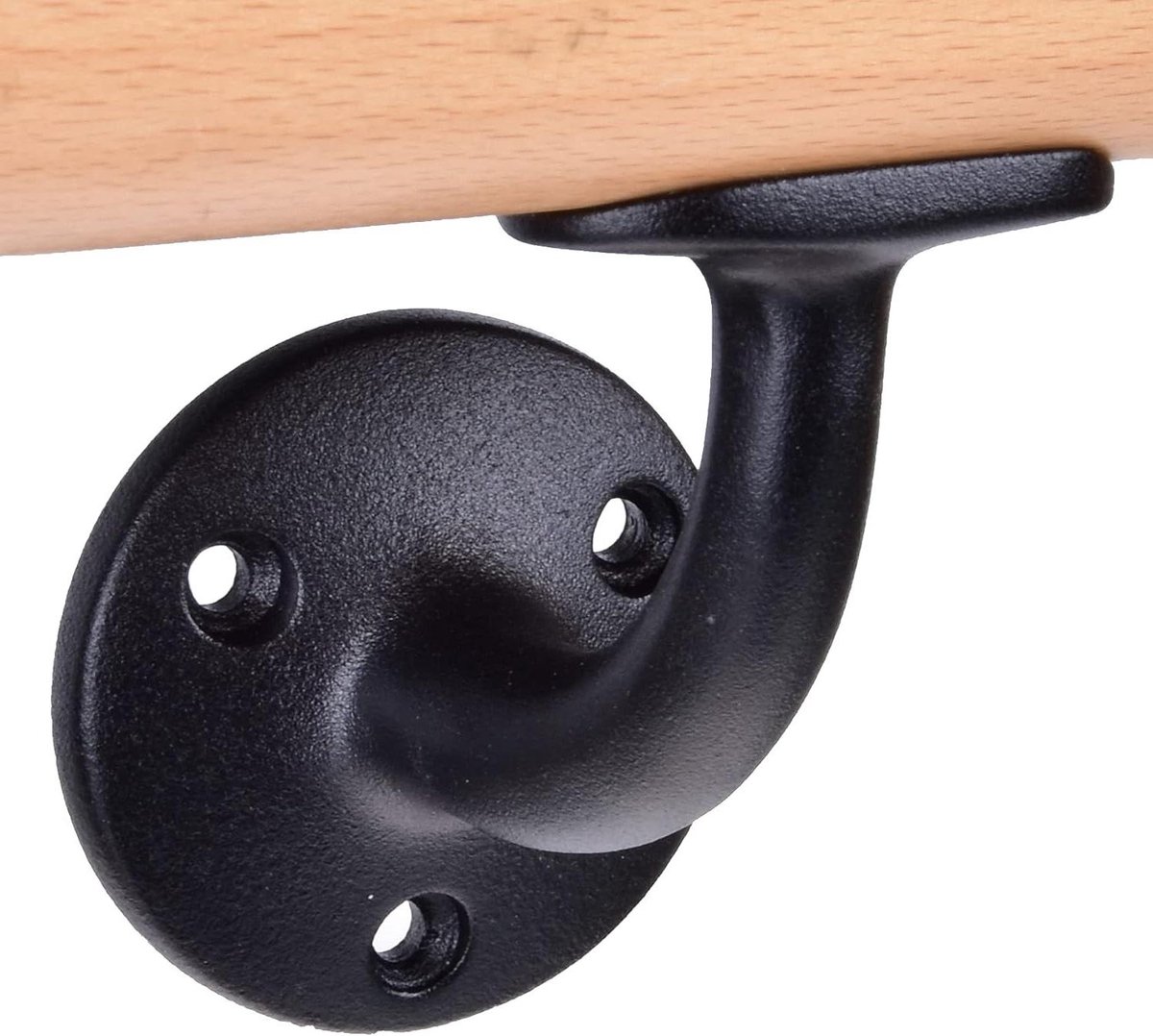 Leuninghouder Leuningdrager - Zwarte Aluminium - Trap Balustrade - Stabiele Constructie - 55mm Wandronde - Zwart