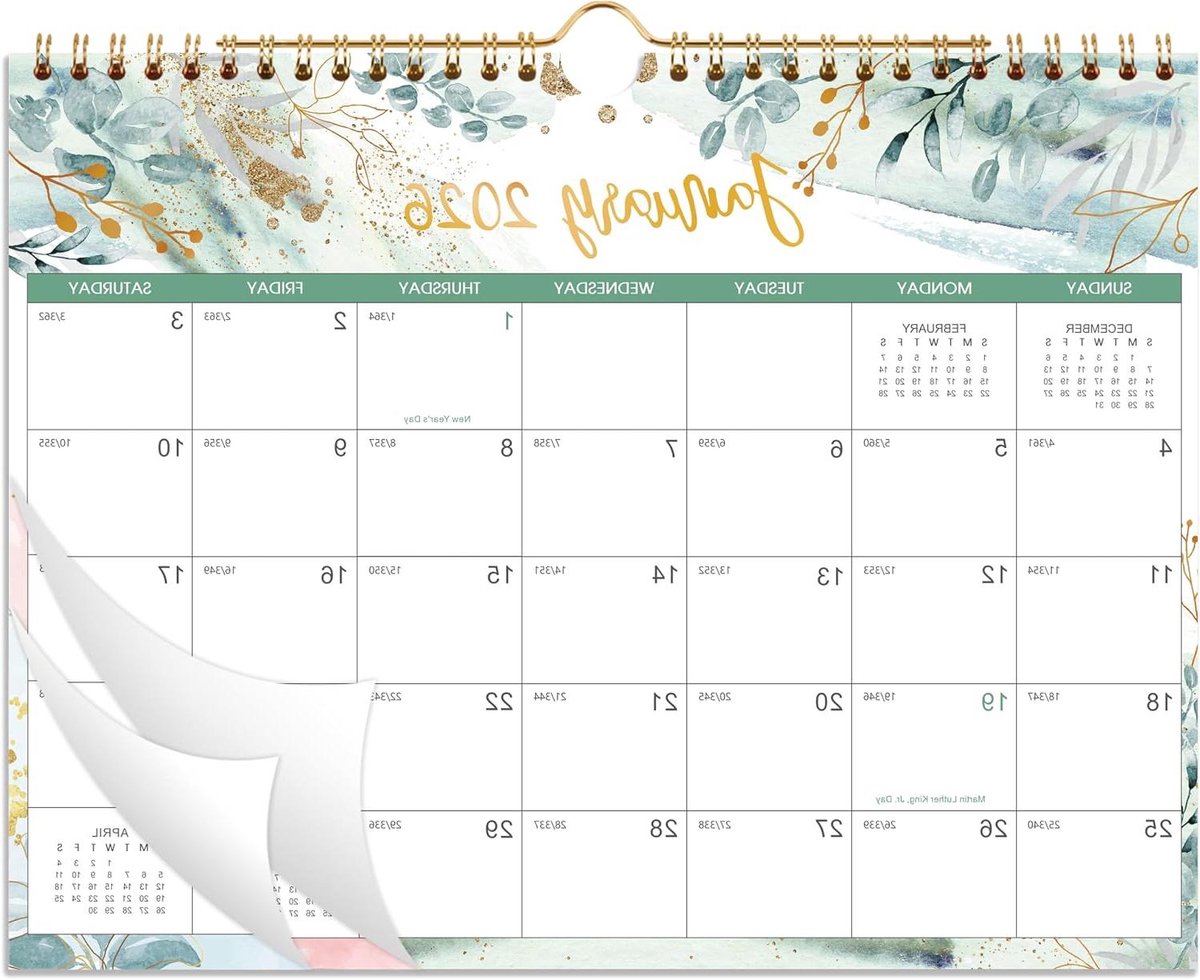 Wandkalender 2025-2026 - Bloemen design - Planning Maken - Elegant ontwerp - Groot formaat - Groen