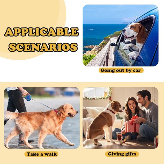 Veiligheidsgordel voor honden, auto, 2 stuks, met 360° draaibare haak, hondengesp voor de auto, geschikt voor puppy's, kleine, middelgrote en grote honden (60 cm) — afbeelding 3