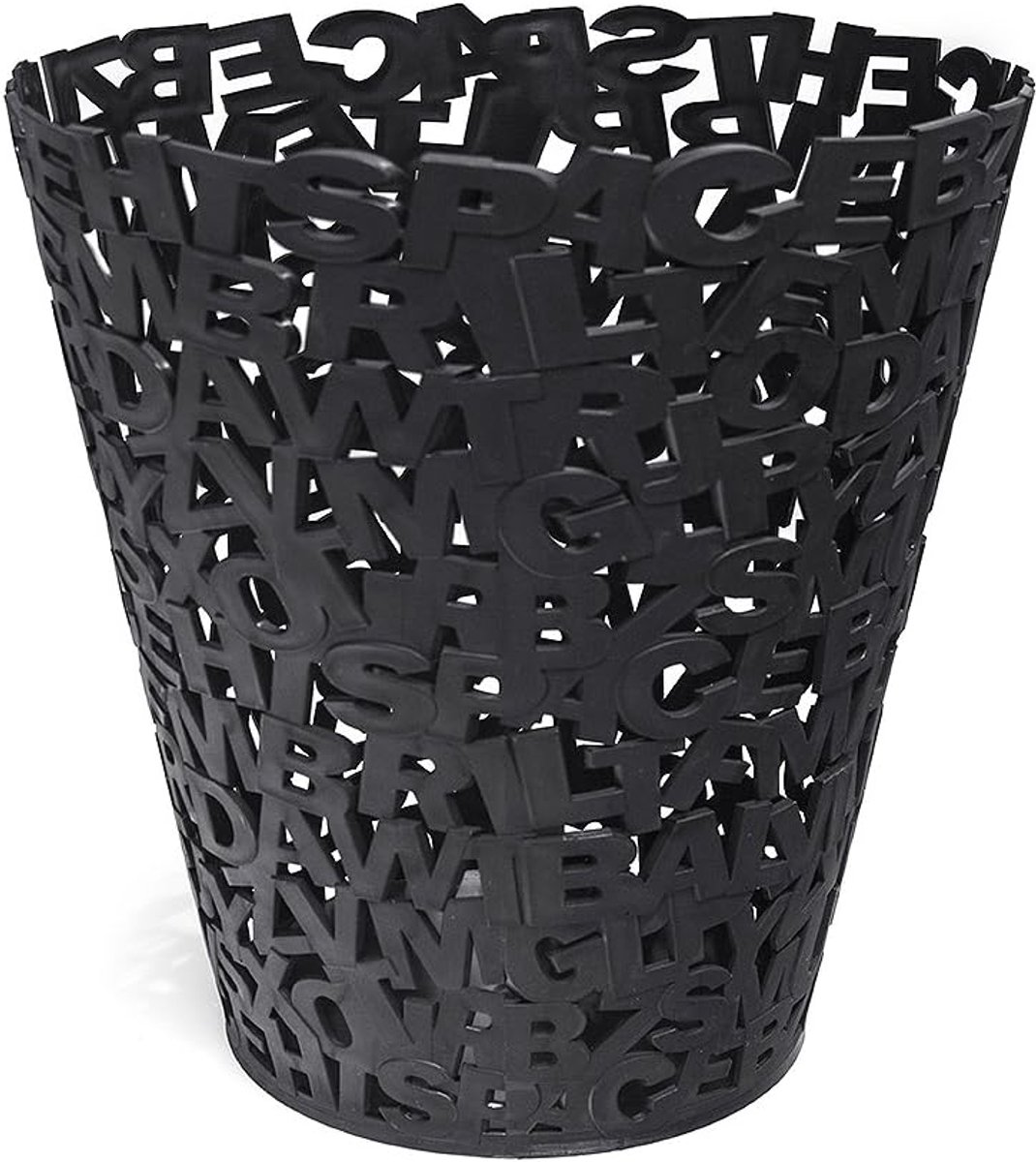 Prullenbak Letters - Vuilnisbak Rechthoekig - Kantoor Organisatie - Decoratief Origineel Design - 30 cm - Zwart