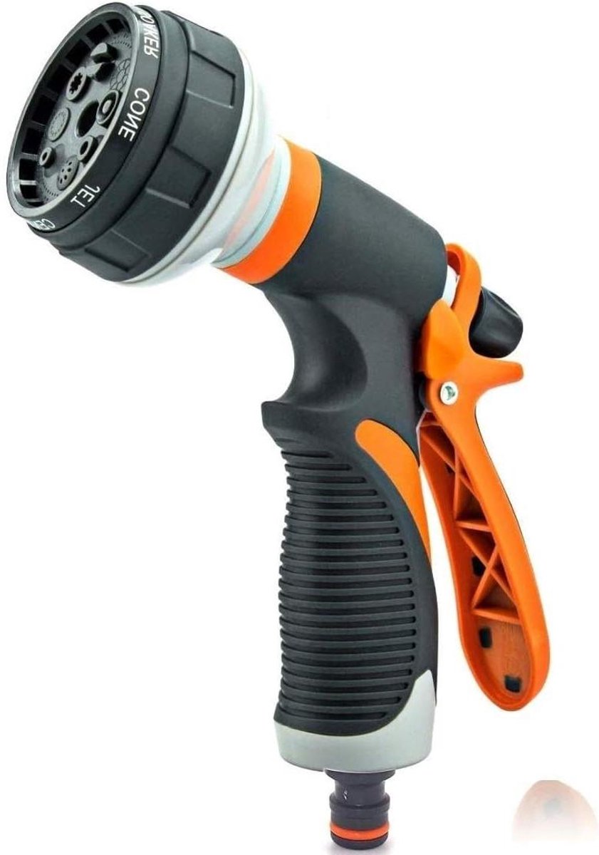 Tuinslangmondstuk - Hogedruk sproeier - Auto wassen - Zwaar belastbaar - 21 cm pakket - Zwart
