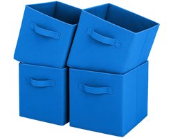 Opbergbox Pinkgarden, opvouwbare stoffen opbergkubus met handgrepen voor huis, kinderkamer, kast en het organiseren van speelgoed, set van 4, 26,7 x 26,7 x 27,9 cm, blauw