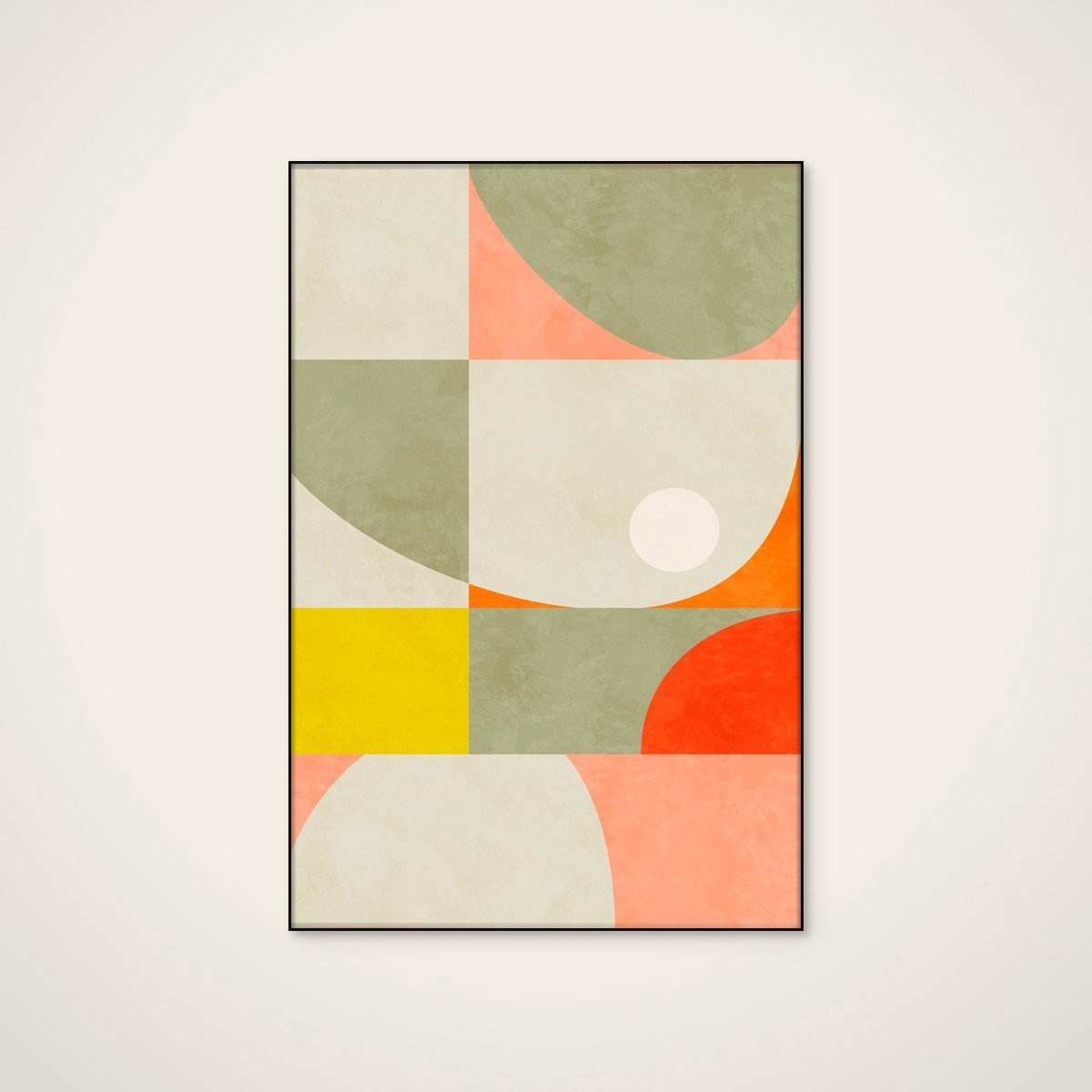 Akoestisch schilderij - 60 x 90 cm - Summer Circles22 1 V van Ana Rut Bre - Geometrische wanddecoratie - zwart textielframe