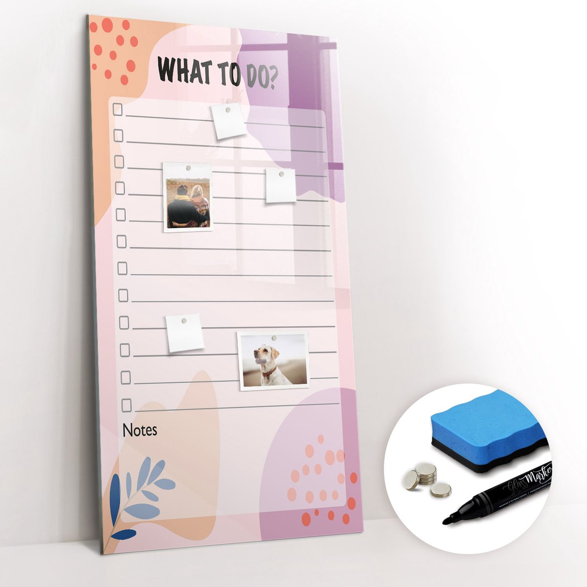 Tulup Whitebord - Wat moet er gedaan worden? - 60 x 120 cm - Roze Magneetbord Rechthoekig - Gratis 5 Sterke Magneten + Whiteboard Marker & Wisser - Organizer Muur - Foto Magneetbord - Notitiebord Werkplek
