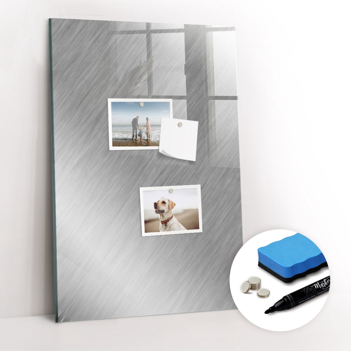 Tulup Whitebord - Metaalflits - 40 x 60 cm - Grijs Magnetisch Memobord - Gratis 5 Sterke Magneten + Whiteboard Marker & Wisser - Interieur Accessoires Kantoor - Magnetisch Memobord - Productiviteit Tools