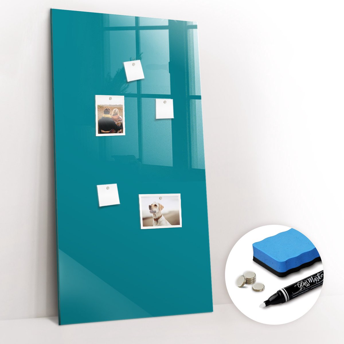 Tulup Whitebord - Zeekleur - 60 x 120 cm - Maritiem Magnetisch Bord Kind - Gratis 5 Sterke Magneten + Whiteboard Marker & Wisser - Industrieel Wandbord - Memobord Magnetisch - Ideeënbord Thuiswerkplek