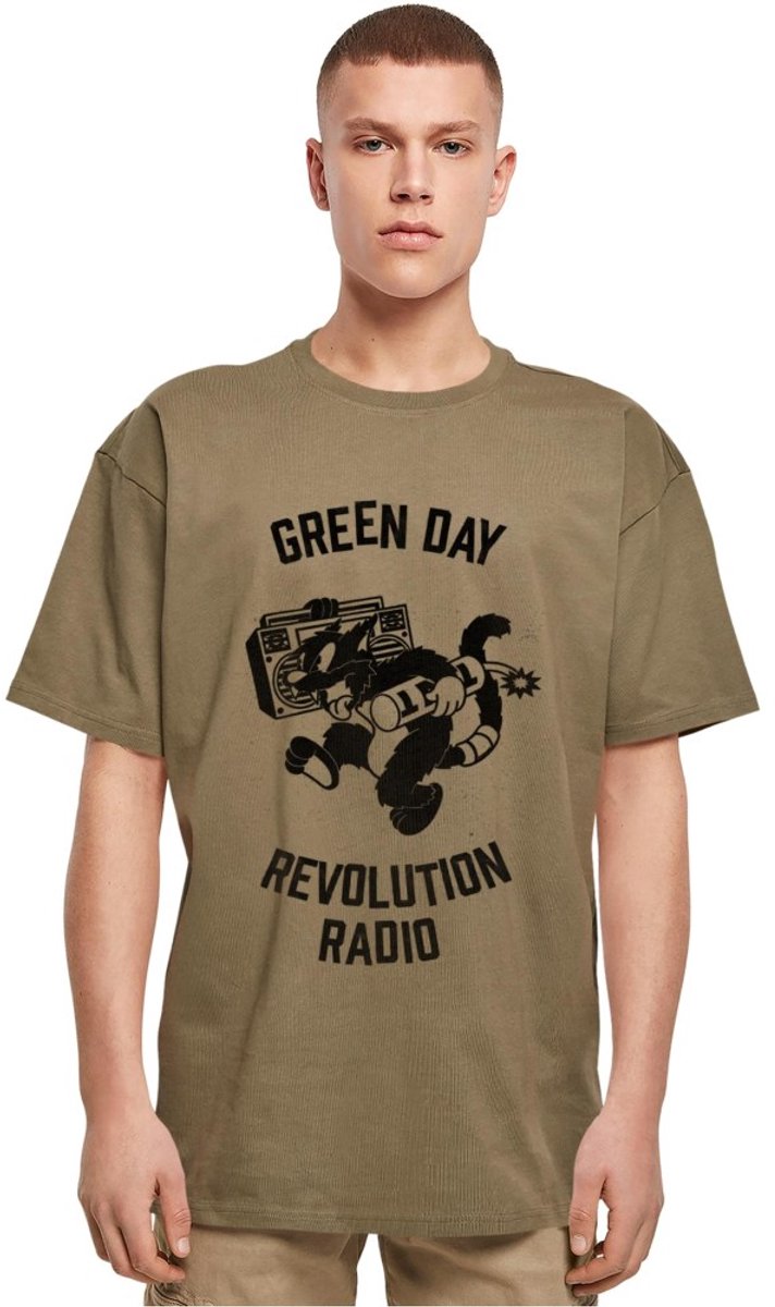 Merchcode Green Day - Revolution Radio Oversize Heren Tshirt - XL - Olijfgroen