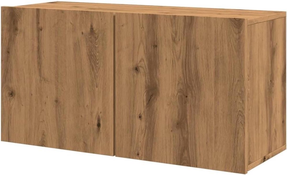 TV Kast - Wandmeubel Media - Opbergen Entertainment - Trendy Praktisch Design - 80 cm Breed - Ambachtelijk Eiken
