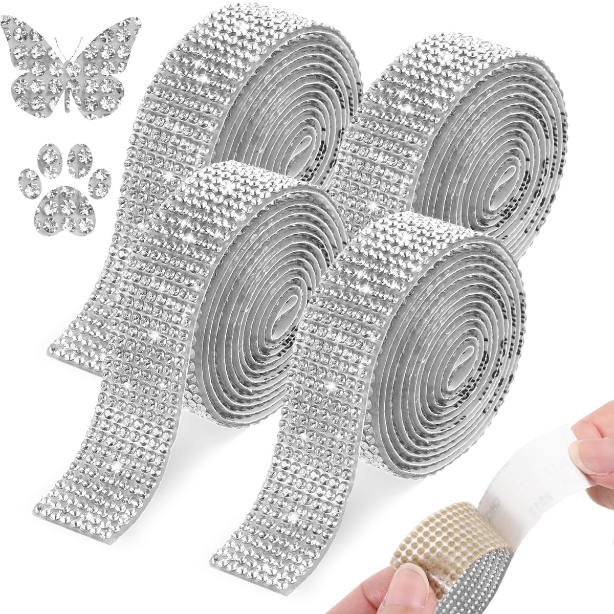 Strassteentjes, zilveren kristallen, strass, strepen, glitterband, rollen voor het maken van spiegels, autojurken, doe-het-zelf knutselwerk, bruiloften, woondecoraties