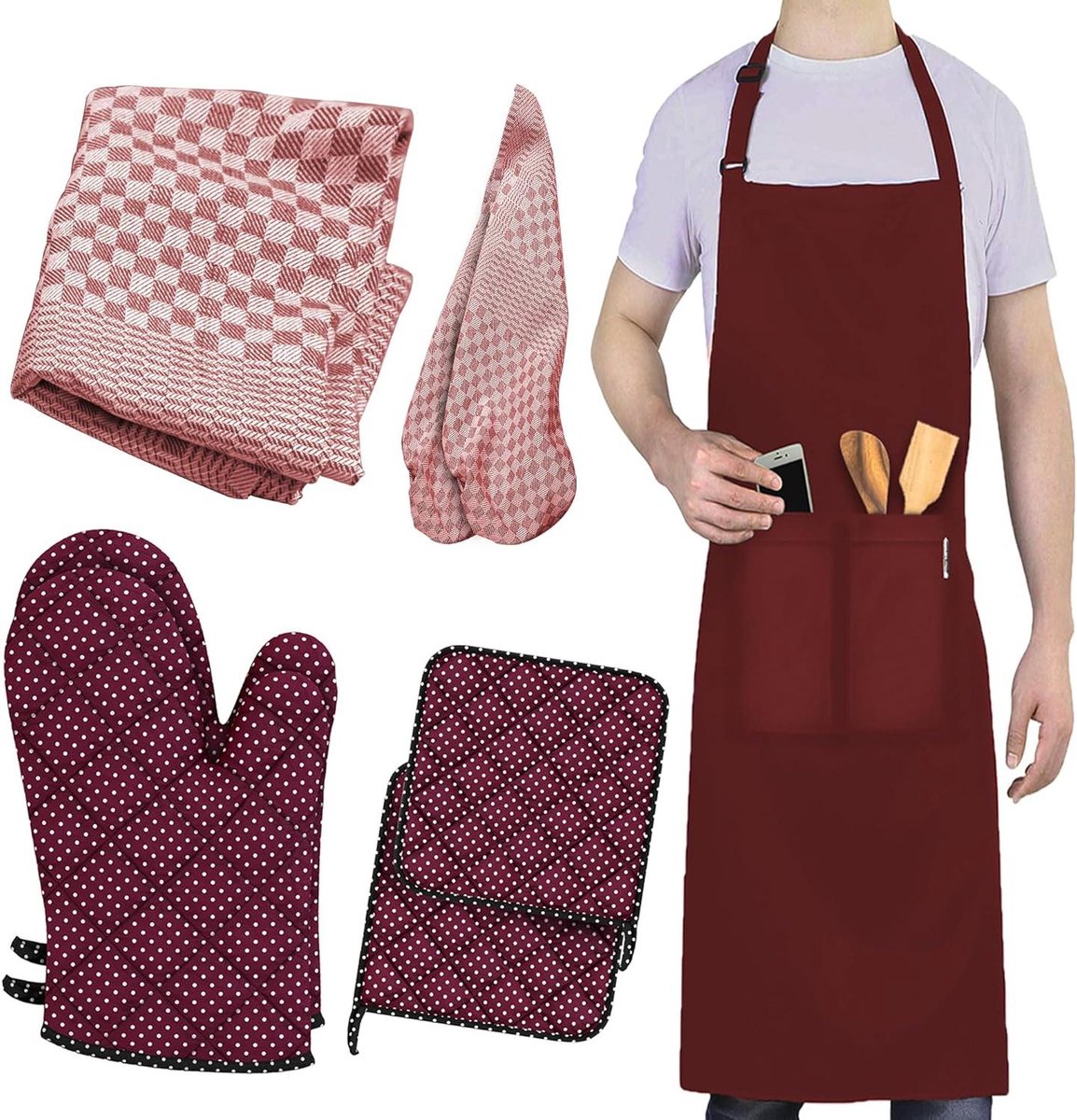 Kookschort - Bakersschort Keuken - Koken en Grillen - Waterdicht met Zakken - Verstelbaar - Zwart