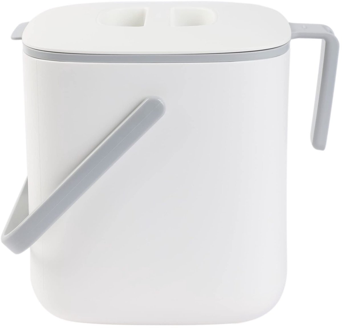 GINKGO Compostbak voor in de keuken - gemakkelijk schoon te maken voedselafvalbak voor keuken met handgrepen | Compostbak voor aanrecht, keuken, voedselschrootemmer | Made in Korea (2,6 L) - Wit