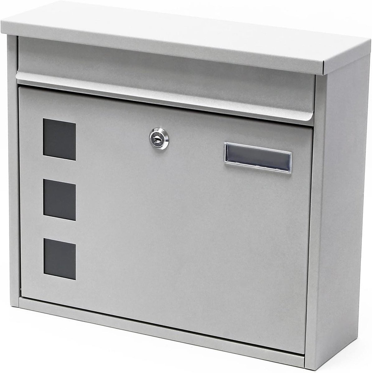 Brievenbus Design - Wandbrievenbus Post - Post Ontvangen - Gecoat Staal - 36 x 32 x 11.5 cm - Zilver