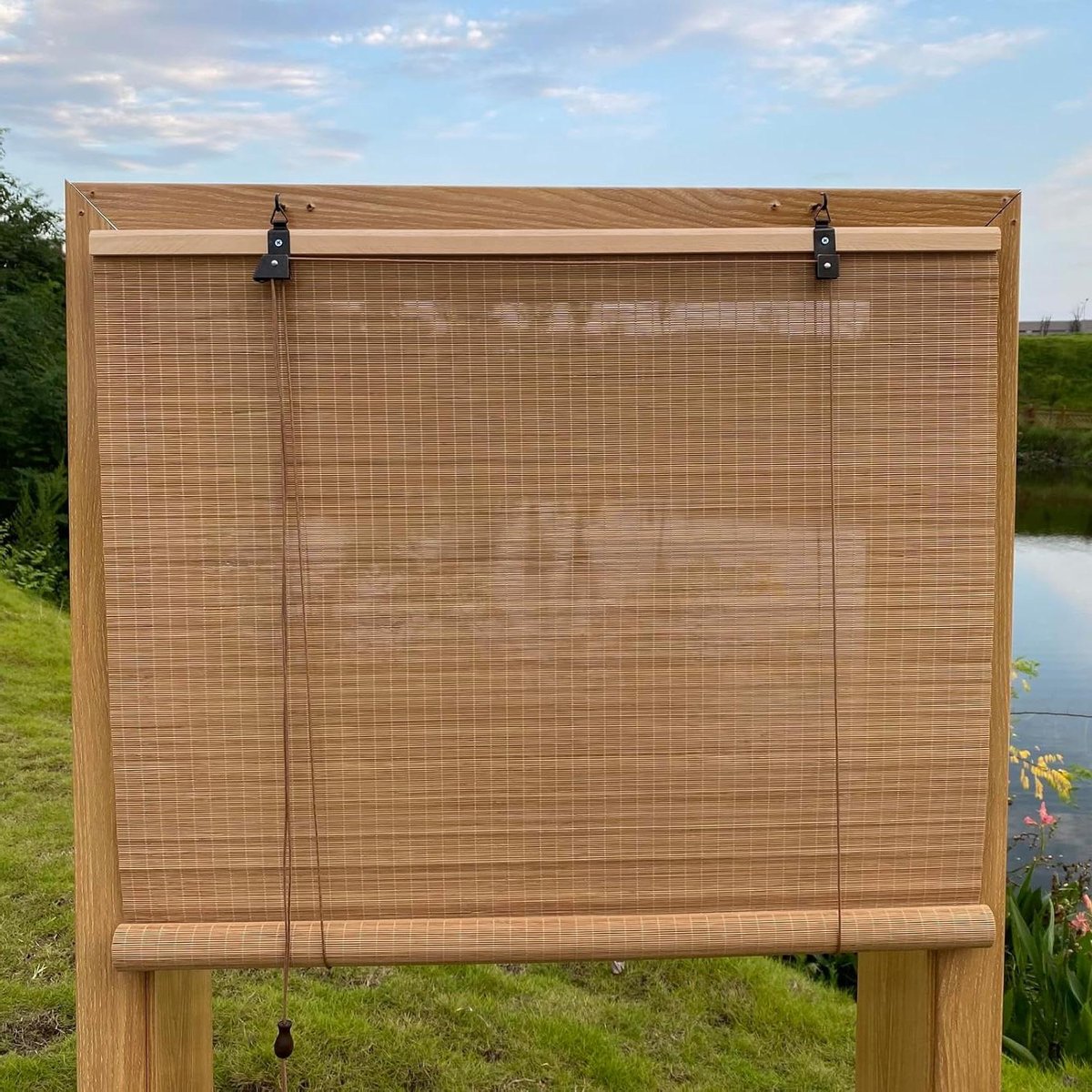 Bamboe Rolgordijn - Vouwgordijn Zonwering - Binnen en Buiten - Natuurlijk Materiaal - 61 x