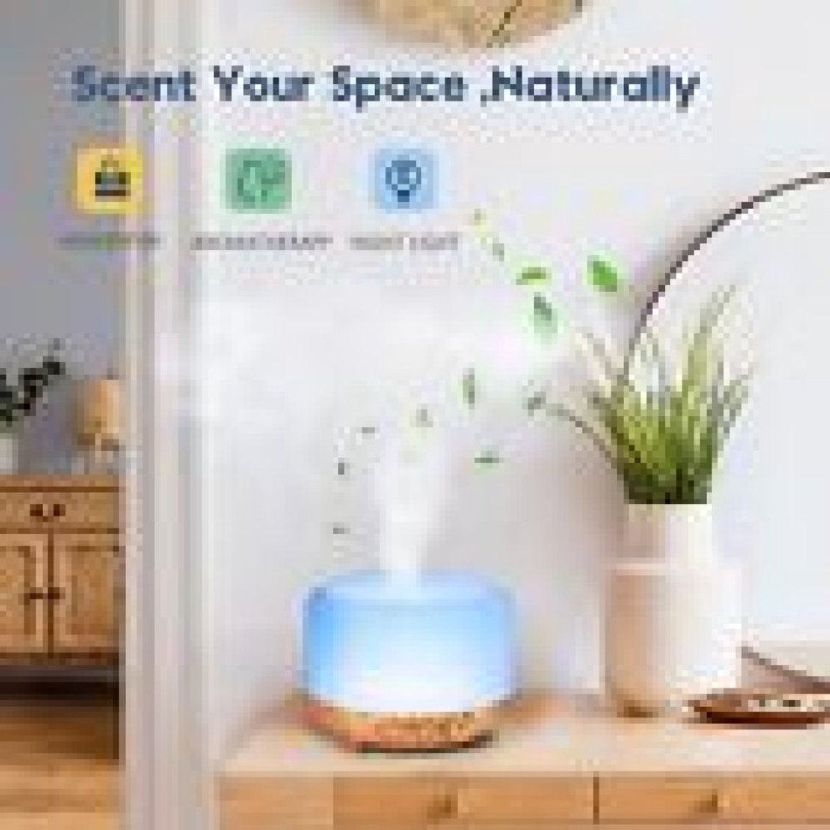 Ultrasone aroma-diffuser voor etherische oliën met LED-verlichting - Luchtbevochtiger en luchtreiniger — cadeau in Wonen & Interieur - foto 2