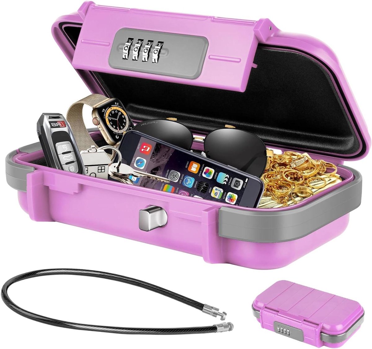 Draagbare Kluis - Combinatieslot Doos - Reizen Beveiligen - Waterdicht ABS Materiaal - 21.6 cm Lengte - Paars