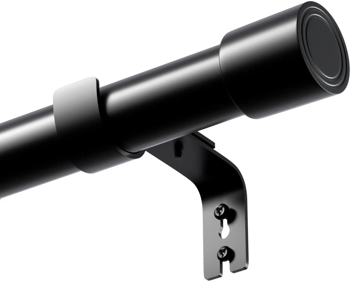 Gordijnroede voor gordijnen met ringen, curtain rod, telescopische zwarte gordijnroede met kap eindstukken zwaar belastbare gordijnroedes voor slaapkamer, woonkamer, buiten(62-229 cm)