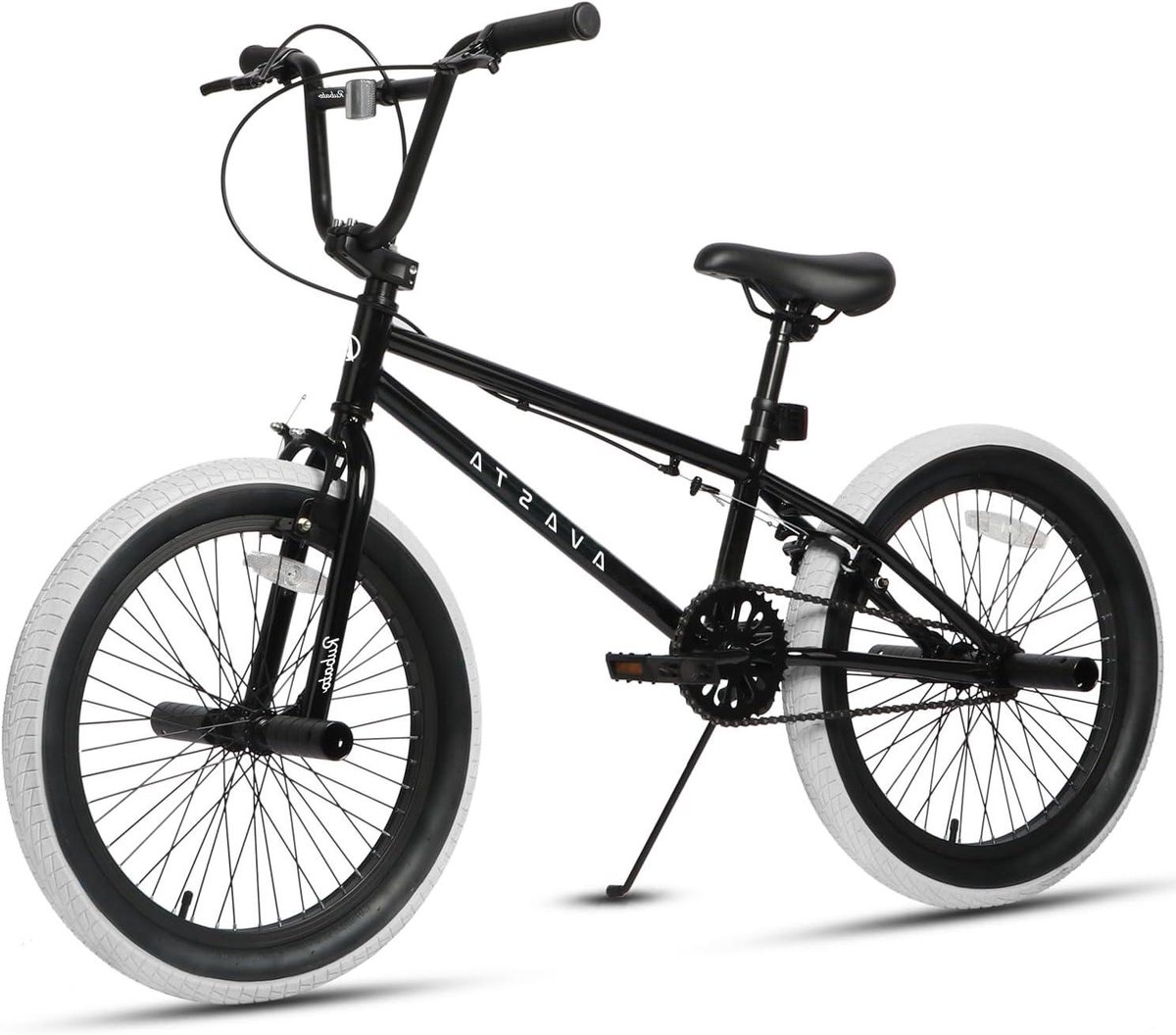 BMX Fiets Kinderen - Jeugdfiets Freestyle - Straatrijden Park - Duurzaam Hi-Ten Staal - 20 Inch - Zwart Grijs