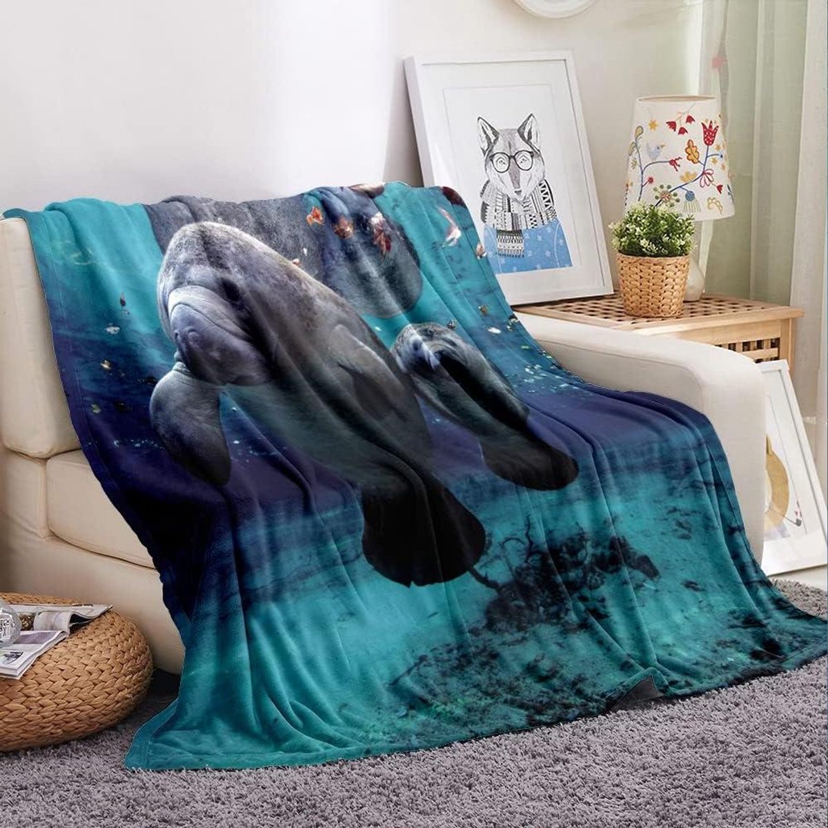 Deken Flanel - Fleecedeken Bankdeken - Comfort en Warmte - Zachte Polyestervezel - 80 x 120 cm - Lamantijn