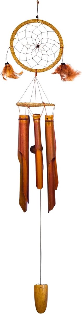 Windgong dromenvanger en bamboe, windspel, windspel, tuin, raam, deur, huis, ontspanning, decoratie, handgemaakt, kunsthandwerk