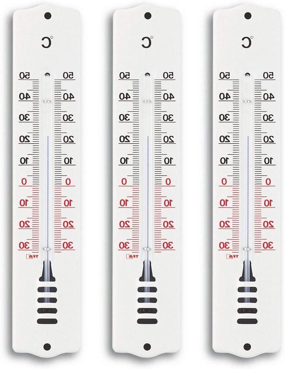 Binnen en Buiten Thermometer - Weerstation Set - Temperatuur Meten - Gemaakt in Duitsland - 3 stuks - Wit