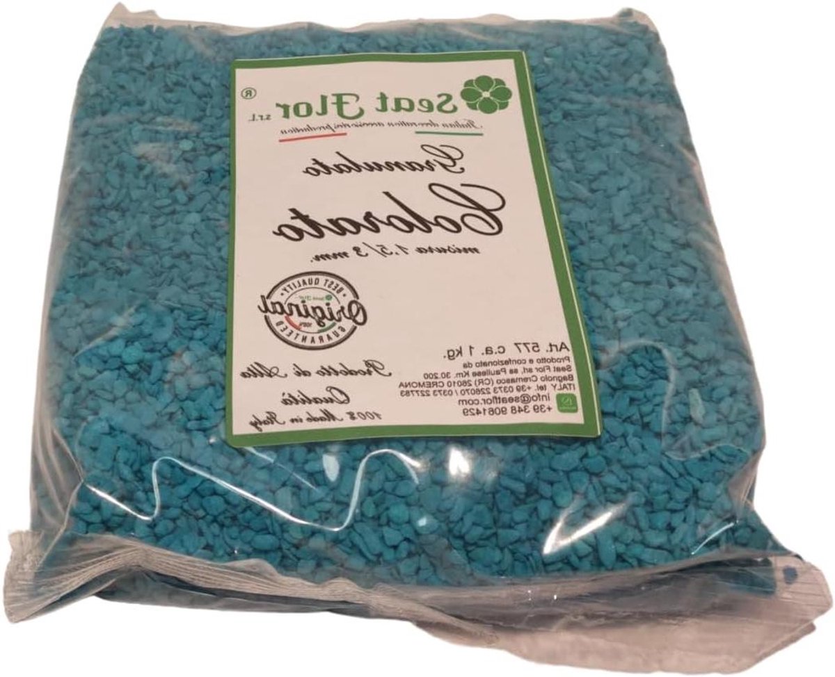Gekleurd granulaat - Kleurzand decoratief grind - Bloemisterij decoratie - Briljante duurzame kleuren - 1.5/3 mm 1 kg - Turquoise