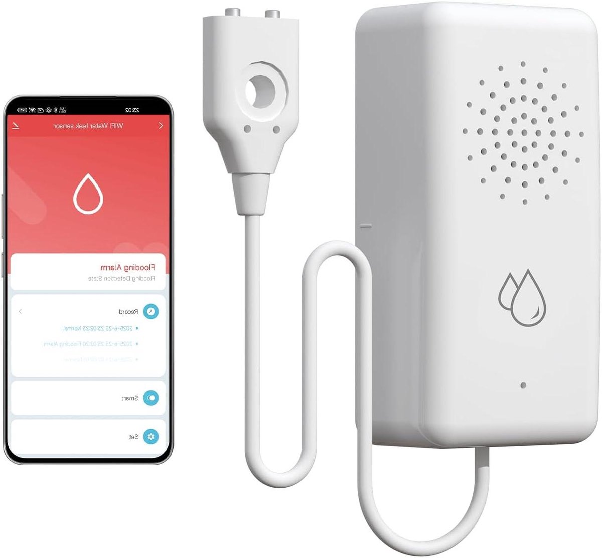 Slimme Watermelder - Waterdetector Wifi - Voorkom Waterschade - Directe App Melding - 80 cm sonde - Wit